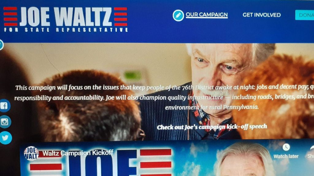 Homepage of Joe Waltz for State Representative website - no longer in use
